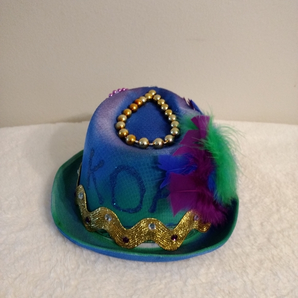 2018 Madi Gras Fedora Hat Madi Gras Colors Size Large 7.5" - Picture 3 of 11